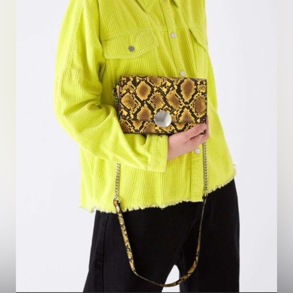 ZARA💛🖤💛 Yellow Black Snakeskin Crossbody Bag - PRELOVED